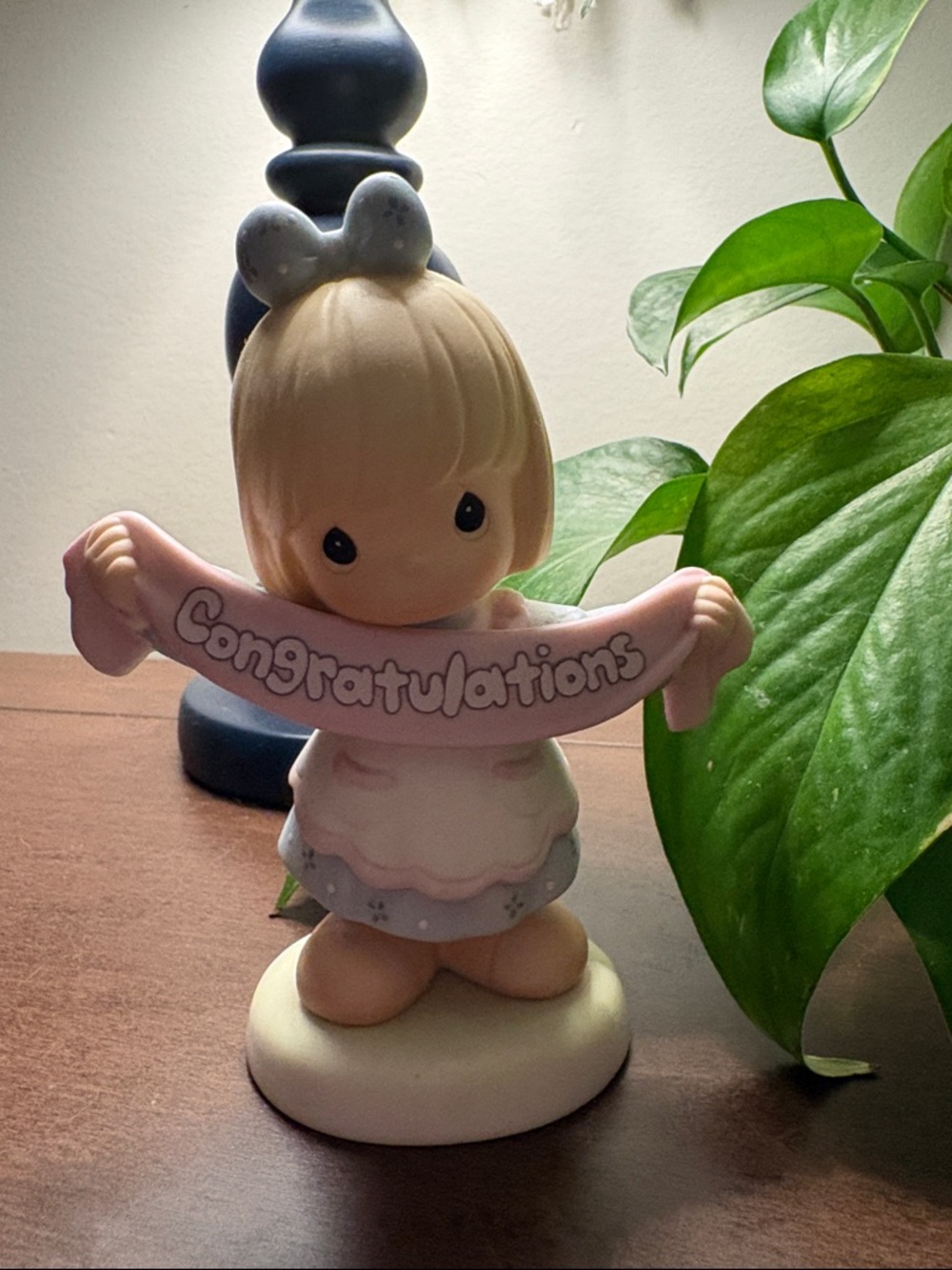 Precious Moments Pink and Cream 'Congratulations' Figurine